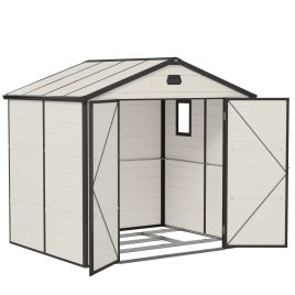 SUNVISTA 7.9ft x 6.2ft Aluminium Frame and Plastic Wall Shed, with Foundation - Cream White