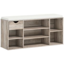 ANWI Shoe Storage Bench with Cushion - Oak Finish