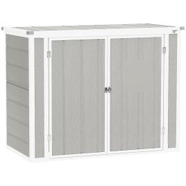 SUNVISTA 4.7 x 2.5FT Garden Shed, Lockable Outdoor Storage Shed with Openable Lid, Small Shed for 2 Trash Cans, Tools, Patio, Light Grey
