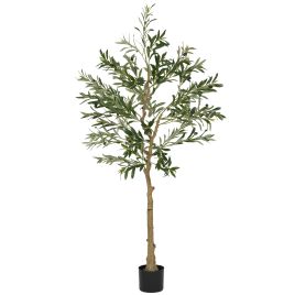 HERON 150cm Artificial Olive Tree, Decorative Faux Plant with Pot, 720 Leaves & 32 Fruits for Indoor Decor