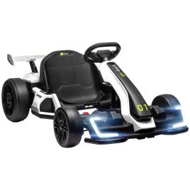 Scott 24V Electric Go Kart for Kids with Adjustable Seat - White