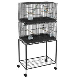 Shelley Stackable Bird Cage on Wheels with Stand for Canaries - White