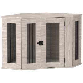 Shelley 2 in 1 Dog Crate Furniture Side Table with Cushion 104 x 55 x 63cm - Walnut