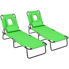 Jones 2-Piece Adjustable Backrest Sun Lounger Set - Green