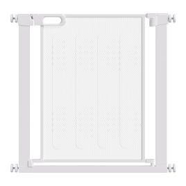 Pressure Fit Safety Gate for Doors and Stairs, Dog Gate with Auto Close, Pet Barrier for Hallways, with Double Locking Openings 75-82 cm White