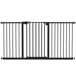 Retractable Pet Safety Gate Dog Barrier Home Doorway Corridors Room Divider Stair with 3 Extensions and Adjustable Screws Black 76.2 x 152.3 cm