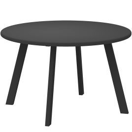 SUNVISTA 70cm Round Coffee Table, Outdoor Garden Table with Non-Slip Foot Pads and Metal Frame for Garden, Terrace, Balcony, Living Room, Black