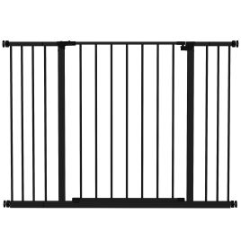 Dog Gate Pet Safety Gate Stair Barrier Auto Close Door Adjustable 76 - 107 cm, Black