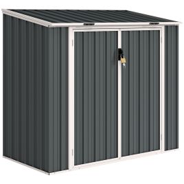 5ft x 3ft Garden 2-Bin Steel Storage Shed, Double Rubbish Storage Shed, Hide Dustbin w/ Locking Doors and Openable Lid