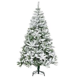 Debbie 6 Foot Snow Flocked Artificial Christmas Tree Xmas Pine Tree with 750 Realistic Branches Auto Open and Steel Base Green