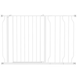 Wide Dog Safety Gate, with Door Pressure, Doorways, Hallways, Staircases - White