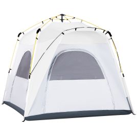 4 Person Automatic Camping Tent, Outdoor Pop Up Tent, Portable Backpacking Dome Shelter, Light Grey
