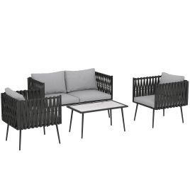 SUNVISTA 4-Piece Garden Furniture Set with Cushions - Light Grey