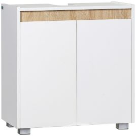 Modern Bathroom Sink Cabinet, Floor Standing Under Sink Cabinet, Freestanding Storage Cupboard with Double Doors, White