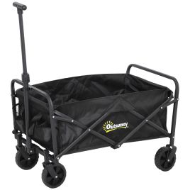 SUNVISTA 62L Festival Trolley Wagon, Heavy Duty Folding Cart with Wheels, Handle & Bag, Black