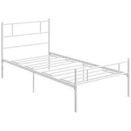 Single Bed Frame, Metal Bed Base with Headboard and Footboard, Metal Slat Support and 31cm Underbed Storage Space