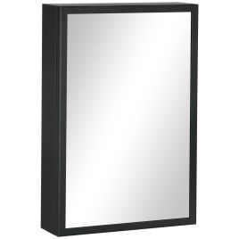 KANSAS Bathroom Cabinet with Mirror Wall Mounted Storage Shelves 40x12x60cm - Black