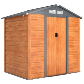 6 x 5 ft Garden Storage Shed Apex Store for Gardening Tool with Foundation and Ventilation, Brown