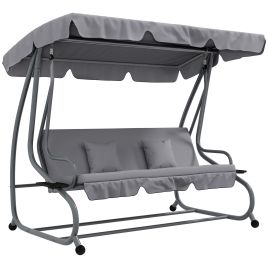 SUNVISTA Three-Person garden Swing Chair, with Adjustable Canopy - Light Grey