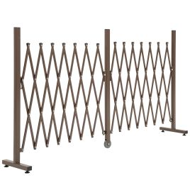 Expanding Trellis Fence Freestanding Movable Fence Foldable Garden Screen Panel Aluminium, 405cm x 103.5cm, Dark Brown