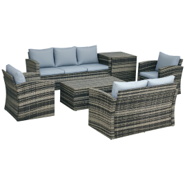 SUNVISTA 6 Pieces Rattan Garden Furniture Set, Grey