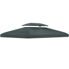 3x4m Gazebo Replacement Roof Canopy 2 Tier Top UV Cover Garden Patio Outdoor Sun Awning Shelters Deep Grey (TOP ONLY)