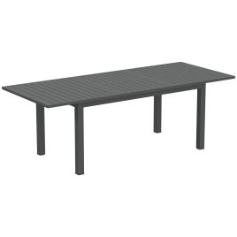 SUNVISTA Aluminium Extending Garden Table with Slatted Top for 6-8 Person, 160/220 x 90 x 73 cm, Grey