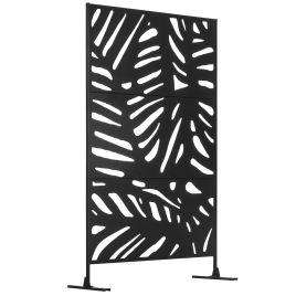 SUNVISTA Freestanding Outdoor Privacy Screen, Decorative Metal Garden Divider with Stand for Deck, Pool, 48" x 78" Black