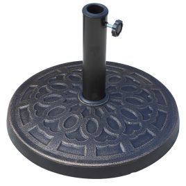 SUNVISTA 12kg Garden Parasol Base, Round Resin Sun Umbrella Base, Outdoor Umbrella Stand for 38mm or 48mm Outdoor Umbrella Poles, Bronze Tone