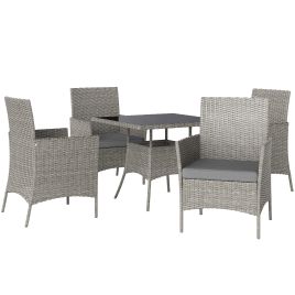 SUNVISTA Five-Pieces Rattan Dining Set - Light Grey