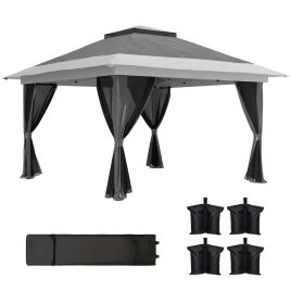 SUNVISTA 3.6 x 3.6m Pop-Up Gazebo, with Accessories - Grey
