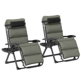 SUNVISTA Set of Two Reclining Sun Loungers, with Cushion - Grey