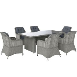 SUNVISTA Seven-Piece Rattan Dining Set - Mixed Grey
