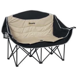 SUNVISTA Double Camping Chair for Adults, Padded Folding Chair with Cup Holders, Khaki