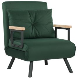 HERON 4 in 1 Velvet Feel Single Chair Bed with Pillow - Green