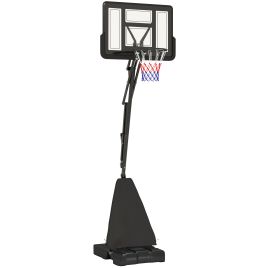 SPORTEDGE Basketball Hoop Outdoor, Height Adjustable Basketball Hoop and Stand with Rebound System, Weighted Base, Black