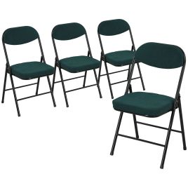 HERON Set of Four Folding Corduroy Seat Chairs - Blue