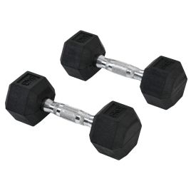 Rubber Dumbbell Sports Hex Weights Sets Home Gym Fitness Hexagonal Dumbbells Kit Weight Lifting Exercise (2 x 5kg)