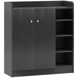 SAWERA Shoe Cabinet with Adjustable Shelves - Black