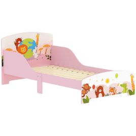 AIVAGO Cute Animal-Themed Toddler Bed w/ Safety Rails, 143 x 77 x 60cm