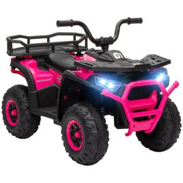 AIVAGO 12V Kids Electric Ride on ATV, Battery Powered Quad Bike w/ Spring Suspension, Forward Backward, Storage Basket - Pink