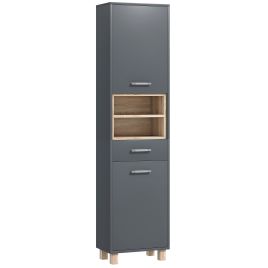HERON Tall Bathroom Storage Cabinet, Bathroom Storage Unit, Freestanding Bathroom Cabinet with Open Shelves and Drawer