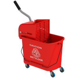 Scott 20L Mop Bucket with Wringer and Handle for Floor Cleaning - Red
