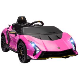 AIVAGO 12V Lamborghini Autentica Licensed Kids Electric Car with Remote Control, 4 Suspension Wheels, Soft Start, Pink