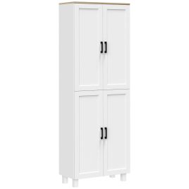 Freestanding Kitchen Cupboard, 4-Door Storage Cabinet Organizer with Adjustable Shelves, 170cm, White