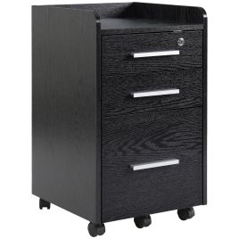 HERON Three-Drawer Lockable Filing Cabinet - Black