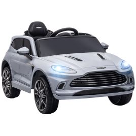 AIVAGO Aston Martin DBX Licensed Battery Powered Kids Electric Car, 12V Kids Ride on Car w/ Lights, Music Horn, Grey