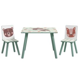 Kids Table and Chairs 3-Piece Set - Green