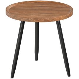 HERON Modern Round Coffee Table Steel Frame for Small Space Sofa Beside - Chestnut Wood