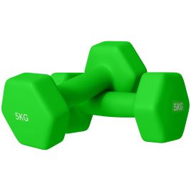 McAlpin 2 x 5kg Hexagonal Dumbbells Weights Set - Green